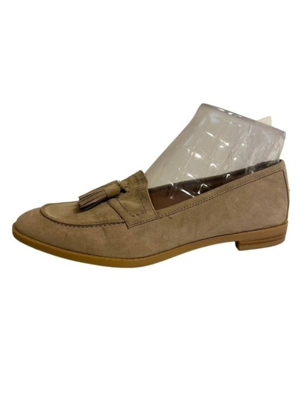 Dress Barn Madison Loafers Flats Taupe Tan Faux Suede Tassel Block Heel Size 9